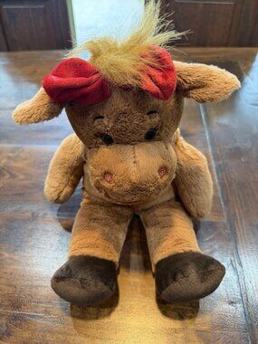 Build A Bear Holly Moose Plush with Red Bow 16" Christmas Stuffed Animal BABW